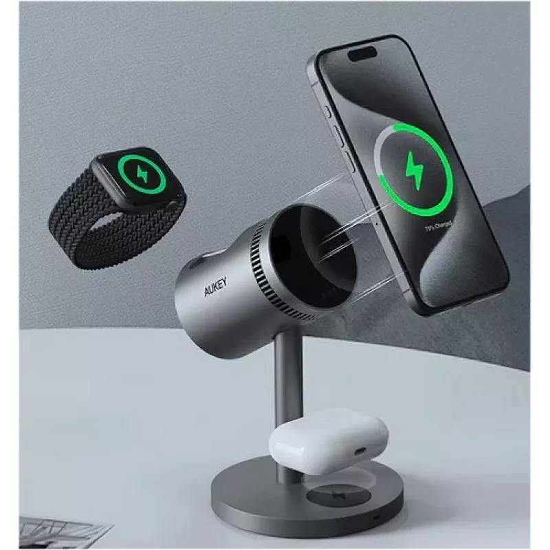 Cooling 3in1 Wireless Charger LC-MC311A 15W Qi2 MagSafe + 30W PD Power Adapter