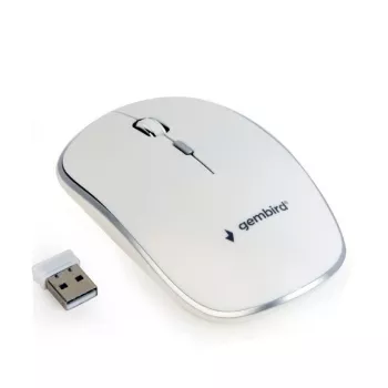 Wireless mouse GEMBIRD MUSW-4B-01-W, ambidextrous, optical 1600 DPI, 4 buttons, RF wireless, white