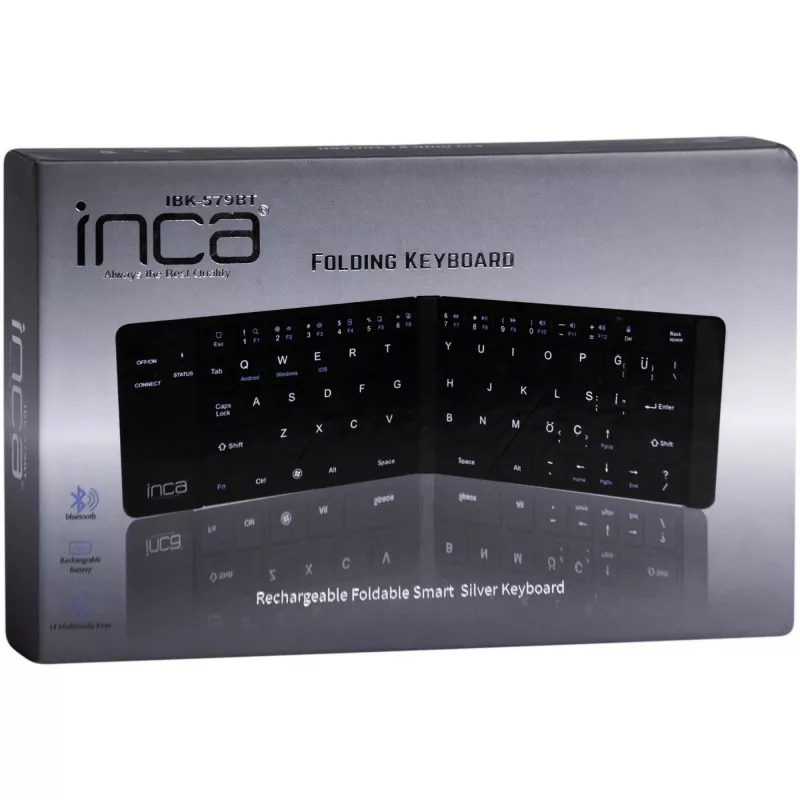 Wireless Keyboard Inca IBK-579BT Bluetooth 66 Keys Metallic Silver