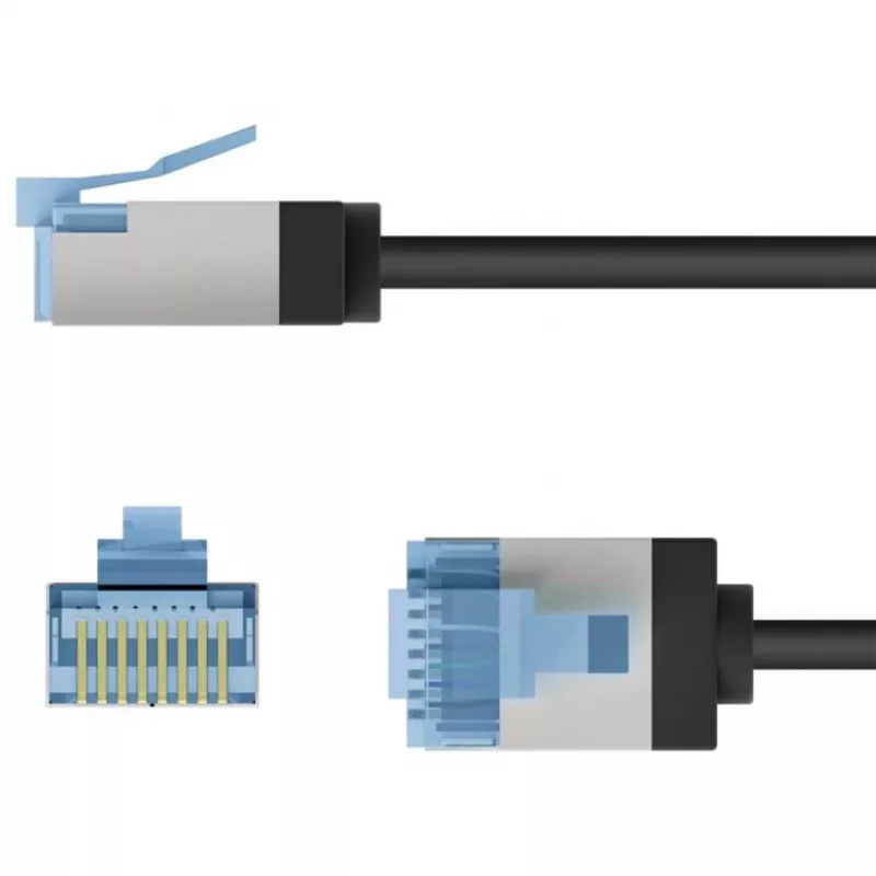 Goobay Ultra-Flexible CAT 6A Patch Cable slim U/FTP black - extra-short plug (74320)