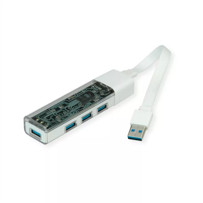 ROLINE mobile USB 3.2 Gen 1 Hub, 4-way, Type A+C Connection Cable