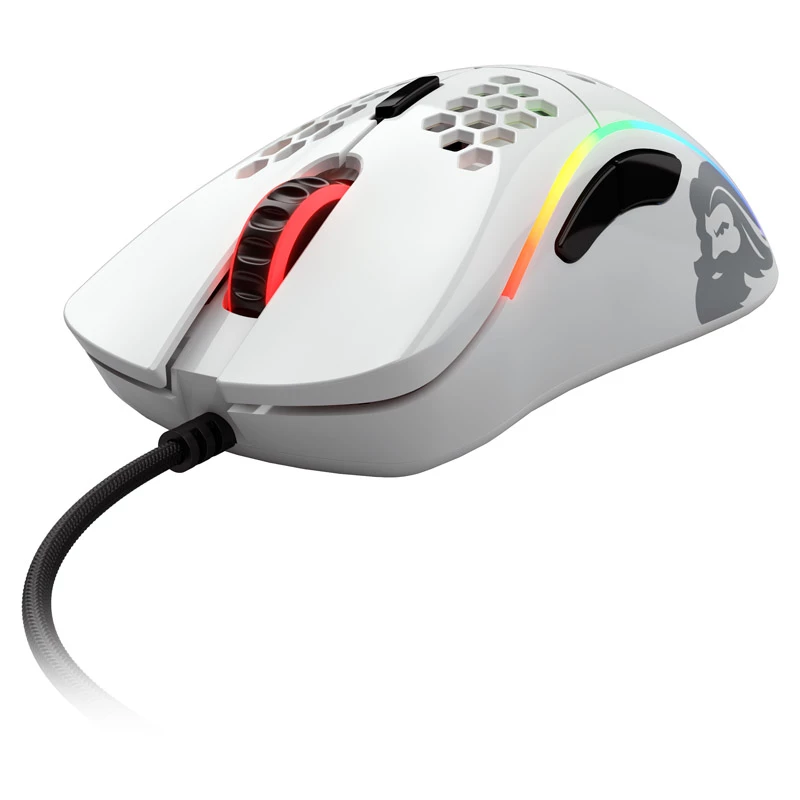 Glorious Model D gaming mouse - White, glossy + Grip Tape - black