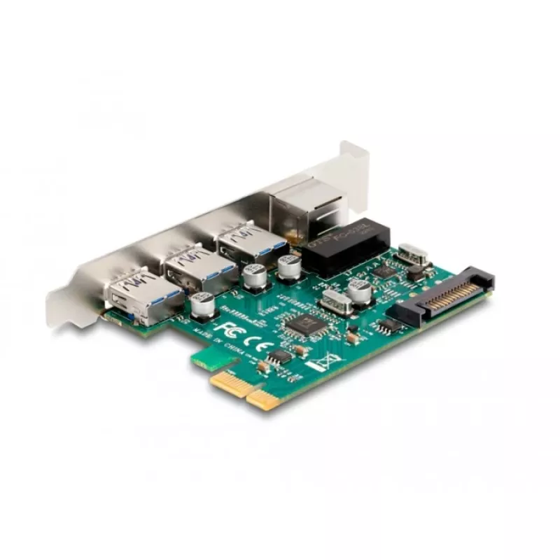 DeLOCK PCI Express x1 Card 3 x USB 5 Gbps Type-A 1 x Gigabit LAN