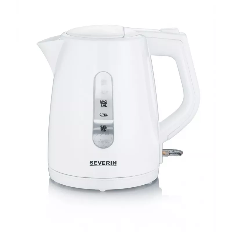 Electric kettle SEVERIN 1 L 2200 W white — cordless, 360° base, concealed heating element