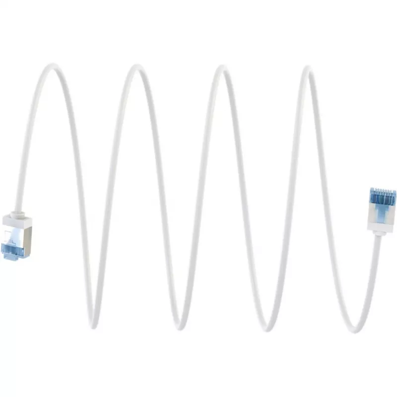 Ultra-Flexible Cat.6a Patch Cable slim, U/FTP (White, 1 Meter, extra-short plug)