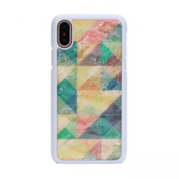 Protective smartphone case iKins for iPhone XS/S mosaic white – hard back, decorative mosaic pattern
