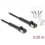 Network Cable DeLOCK RJ45 Slim Cat.6A U/FTP 0.25m Black