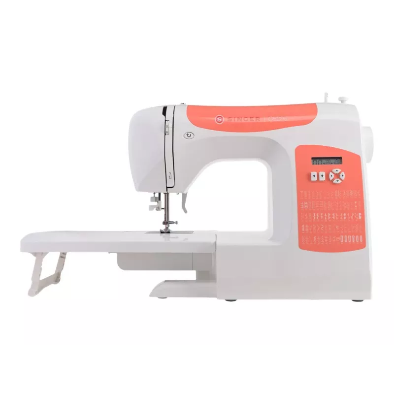 SINGER C5205 sewing machine, model 230239102, portable domestic mechanical/stitcher in coral orange