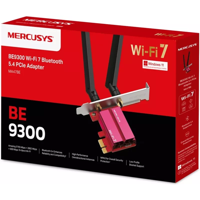 PCIe Tri-Band WiFi 7 adapter MERCUSYS MA47BE — high-speed wireless connectivity