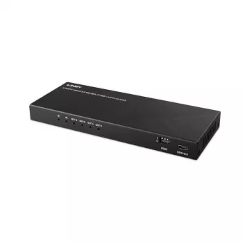 Lindy 4 Port HDMI 8K60 Splitter with Audio, HDMI, 4x HDMI, 3.5 mm, 7680 x 4320 pixels, Black, Metal