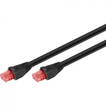 Goobay CAT 6 Outdoor-Patch Cable, U/UTP, Black, 10 m - Copper Material, PE Outer Jacket (55432)