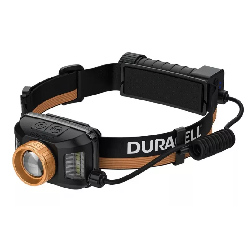 Headlamp Duracell DH1500R — black/orange, rechargeable hands-free light