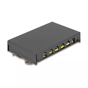 Blank Panel 6‑port for Keystone RJ‑modules DELOCK 90628, black, metal, for table/wall/DIN‑rail mounting