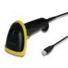 Handheld barcode reader QOLTEC 50867 — 1D/2D laser scanner, USB wired, 600 mm range, yellow/black