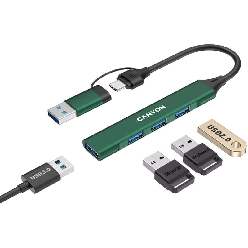 CANYON hub DS-02 4in1 USB-A/C Green