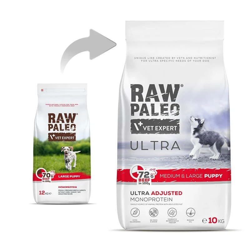 RAW PALEO Ultra Medium&Large Puppy Beef - dry food for puppies - 10 kg