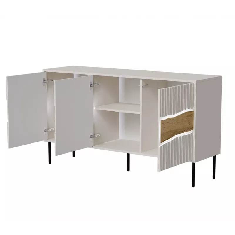 Chest of drawers Cama Meble INSERTO 3D 143.5×40×80 cm — cashmere finish with LED