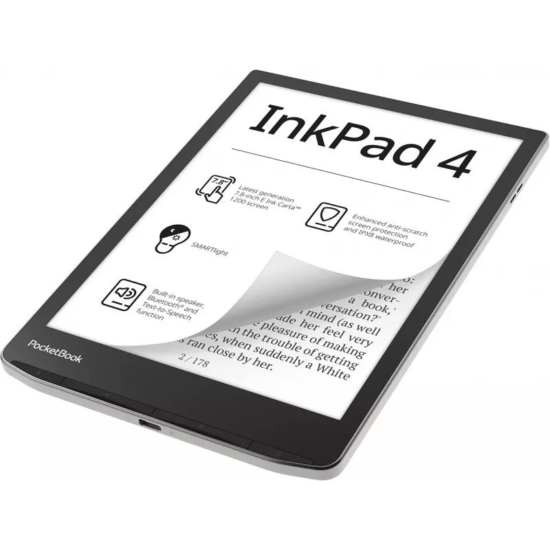 E-book reader PocketBook InkPad 4 7.8 inch E Ink Carta, 32 GB, Wi‑Fi, Black/Silver