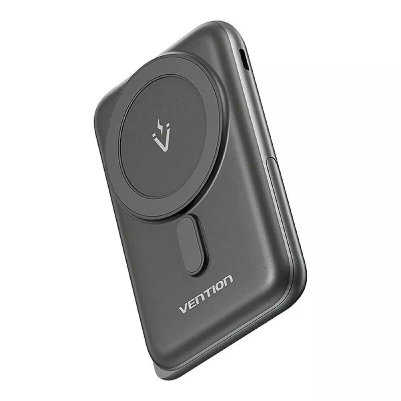 Power bank Vention 10000mAh Magnetic Wireless 20W, 1×USB-C, wireless charging, black