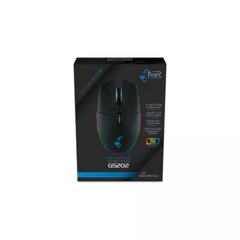 Gaming mouse MediaRange MRGS202 — right-hand, optical, 4000 DPI, 6 buttons, USB Type-A, black