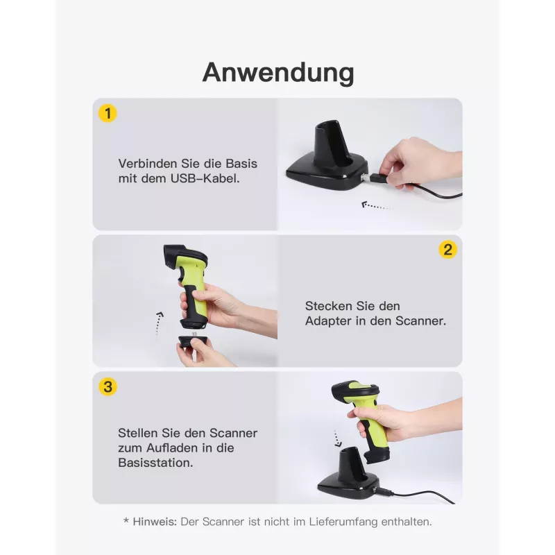 Barcode Scanner Inateck BS04001 2-in-1 wireless USB rechargeable handheld scanner
