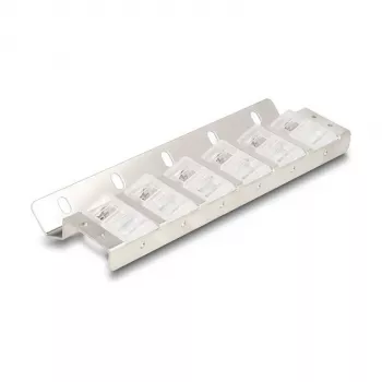 Keystone holder 12-port tiltable for 10 inch and 19 inch rack/wall mounting, DELOCK 67040, metal/plastic, silver, 77×222×27 mm