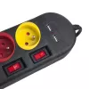 Power strip MACLEAN MCE229B — 4 AC sockets, 2× USB-A, 1.5 m cable, 10 A, Type F, indoor, black