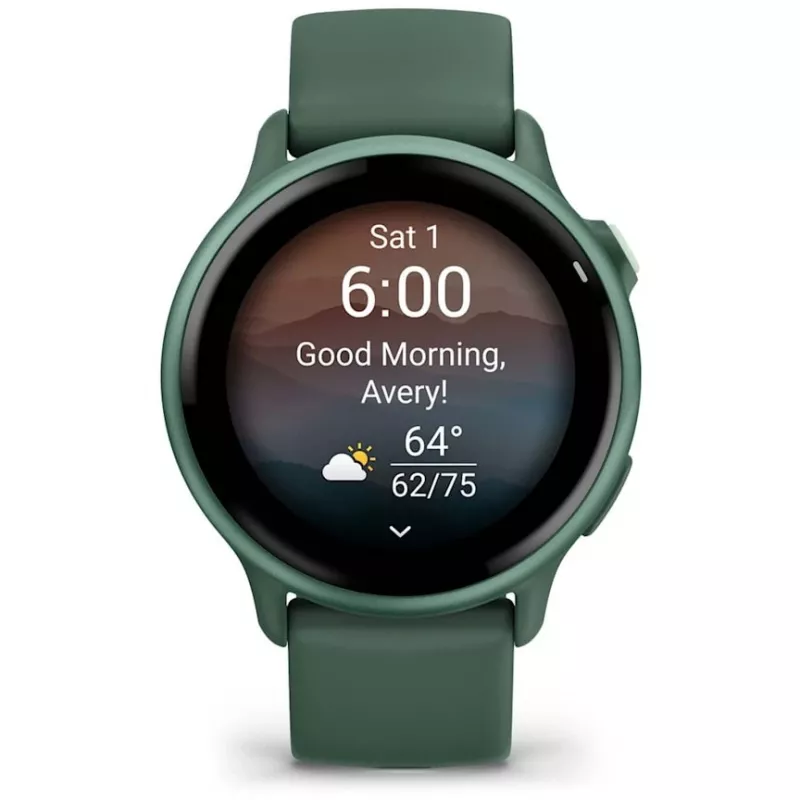 Smartwatch GARMIN vívoactive 6 – sport watch, 42 mm aluminium/polymer case, AMOLED 1.2 inch, GPS, 5 ATM, optical HR, SpO2, 8 GB, green