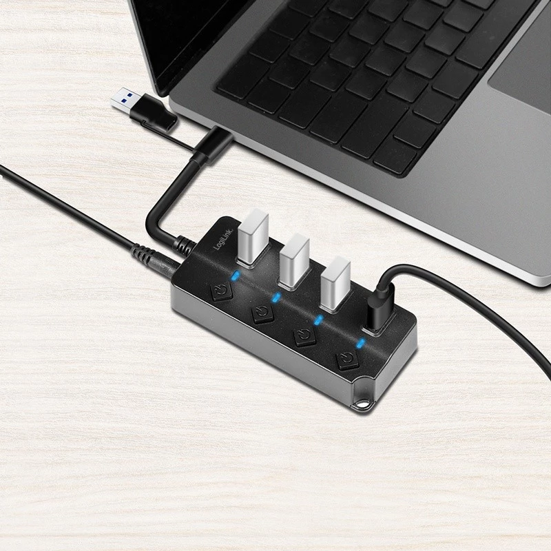 USB3.2 Gen1 HUB, 4xUSB-A on/off switch