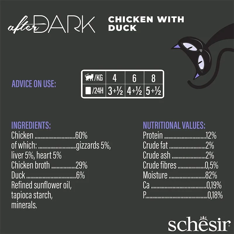 Wet cat food Agras Pet Foods Schesir after Dark Complete Brühe 80 g — chicken, grain-free, gluten- and soy-free