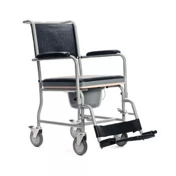 Foldable Toilet Wheelchair MDH PLW006VC – Steel Commode Chair with 4 Wheels, 110 kg Capacity