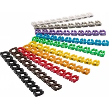 Goobay Kabelmarker-Clips Ziffern 0-9, für Kabeldurchmesser bis 6 mm, 6 mm - farbige Kennzeichnungsringe 10x 10 Stück zum Markieren von z.B. Netzwerkka
