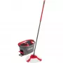 Mop VILEDA EasyWring & Clean Turbo, red technopolymer bucket, removable washable microfibre head, for hard floors
