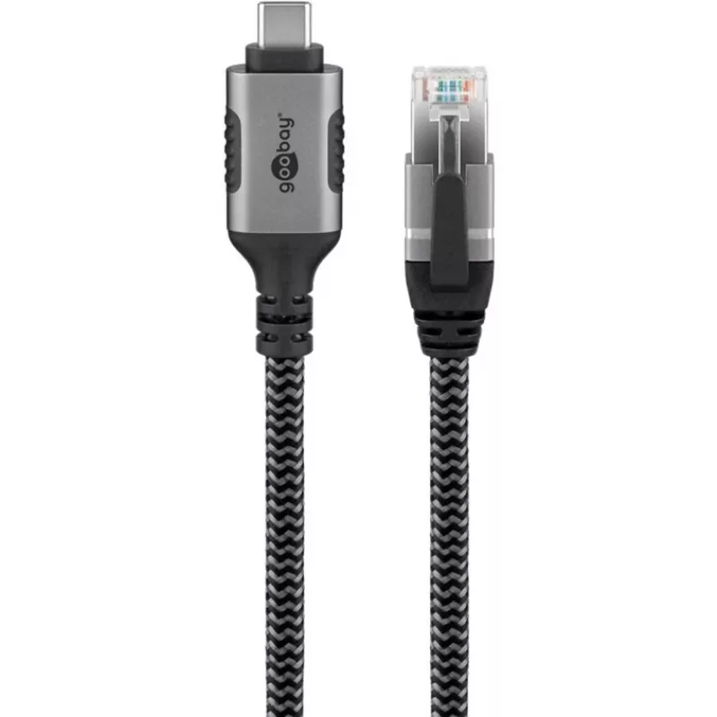 Goobay 70753 USB-C to RJ45 Ethernet CAT 6 Cable for Stable Wired Internet Connection with Router/Modem/Network Switch/Replaces USB to RJ45 Adapter / 1