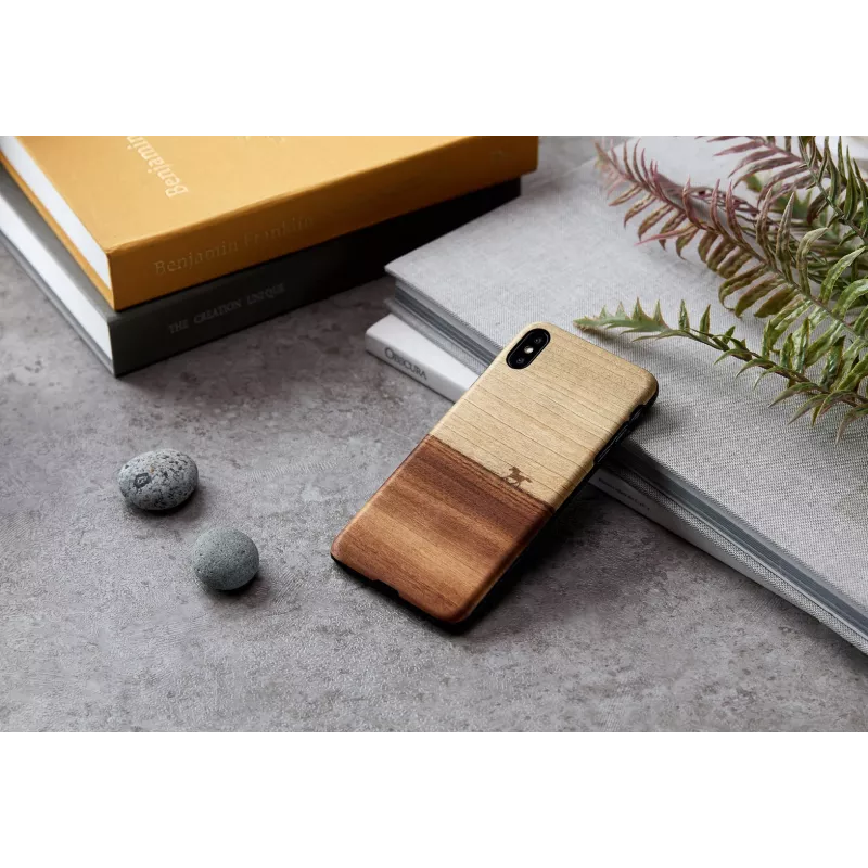 Phone case man and wood for iPhone XS Max — black protective cover