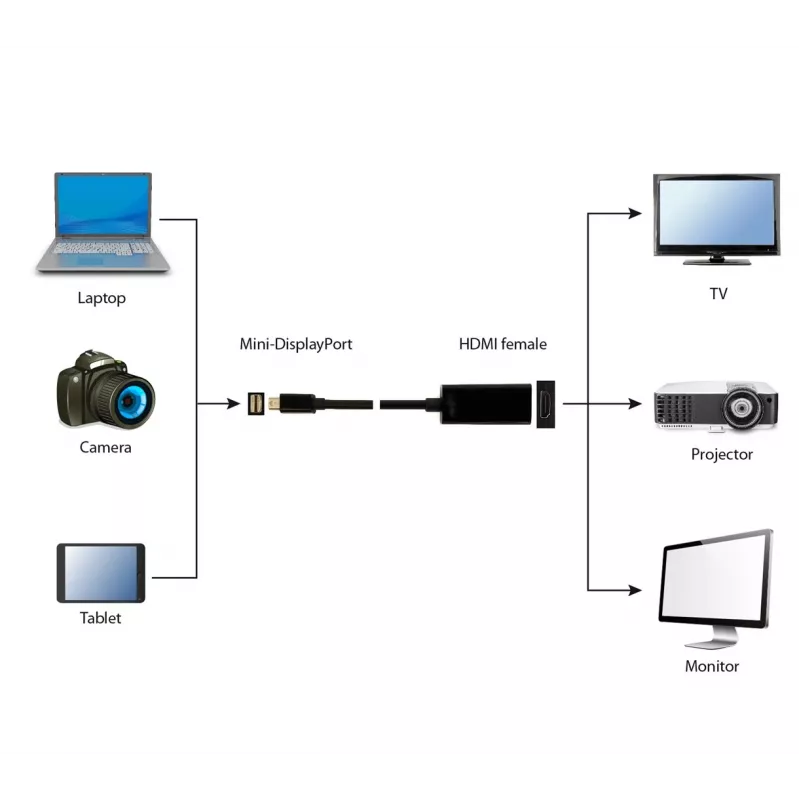 Gembird A-MDPM-HDMIF-02 video cable adapter Mini DisplayPort HDMI Type A (Standard) Black