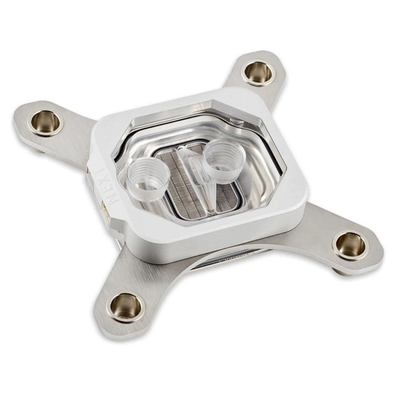 Water block Aqua-Computer 21801 — acrylic/aluminium/nickel, 98×98×22 mm