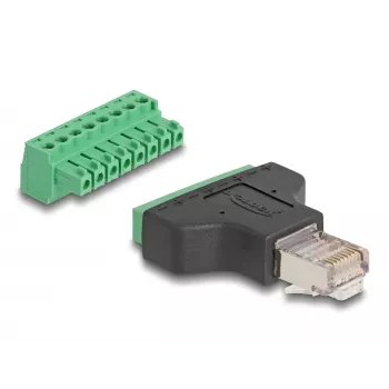 DeLOCK Adapter RJ45 male > Terminal Block 8 pin 2-part 3.81 mm