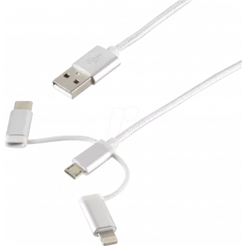 USB cable ShiverPeaks BS14-50067 1m USB A USB C/Micro-USB B/Lightning White