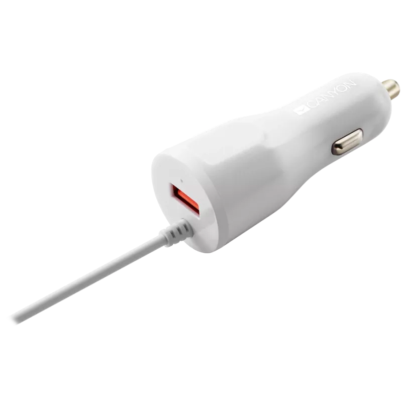 CANYON car charger C-033 2.4A/USB-A built-in Lightning White