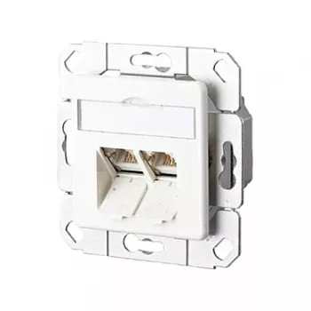 METZ CONNECT BTR E-DAT C6 8/8(8) UPk - Connection Socket, Flush-Mount - RJ-45 X 2 - Pure White, RAL 9010 - 2 Ports (1307381102-I)