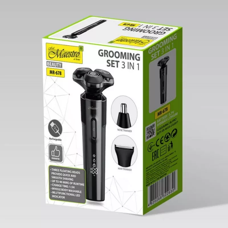 Shaving kit Maestro MR-678 3-in-1 USB 90 min rechargeable trimmer shaver groomer