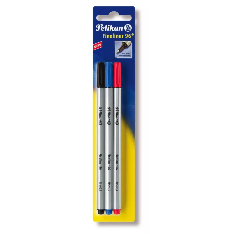 Pelikan Fineliner 96 Fine Black Blue Red 3 pcs 0.4 mm