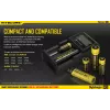 Battery charger Nitecore D2 — 2‑slot charger for AA/AAA/AAAA/C batteries, 100–240V input, 4.2V output, black