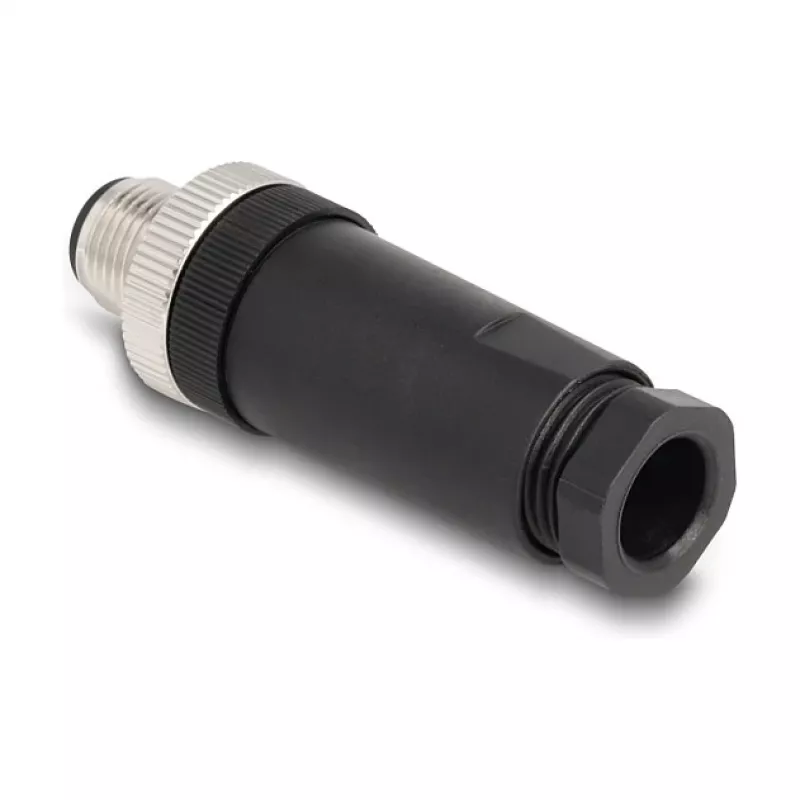 M12 Connector A-coded 3 pin male DeLOCK 60566 screw connection black