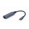 Network adapter Gembird A-USB3C-LAN-01 Type-C USB 3.2 Gen 1, Gigabit RJ-45, 0.15 m cable, metal housing, grey/black