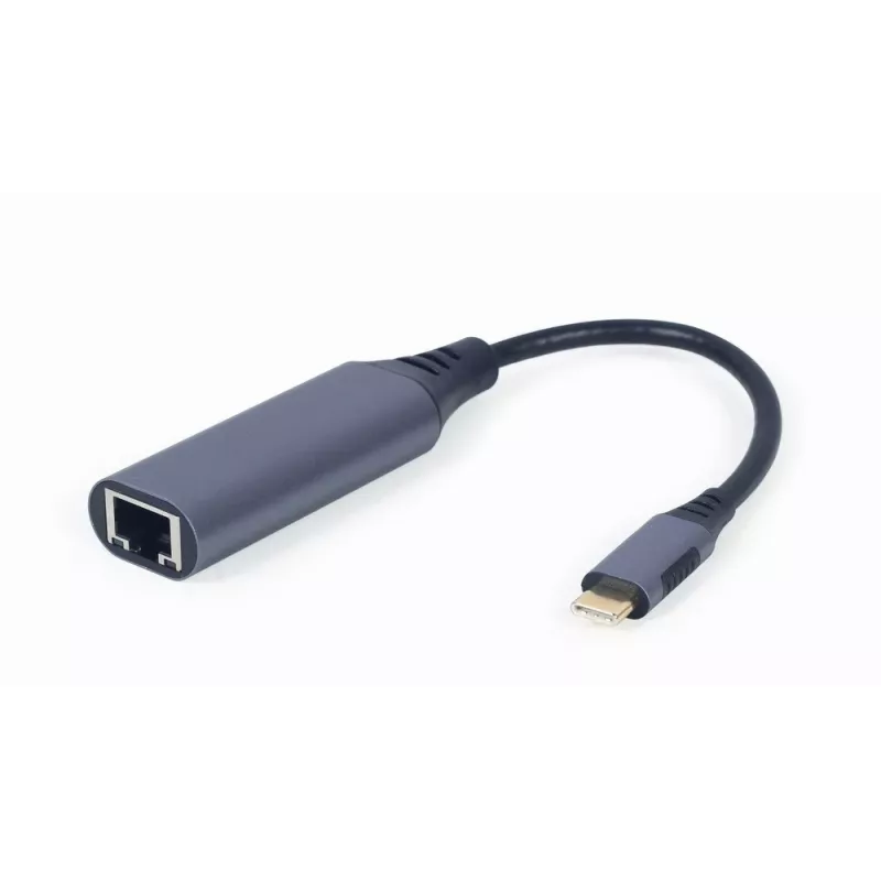 Network adapter Gembird A-USB3C-LAN-01 Type-C USB 3.2 Gen 1, Gigabit RJ-45, 0.15 m cable, metal housing, grey/black