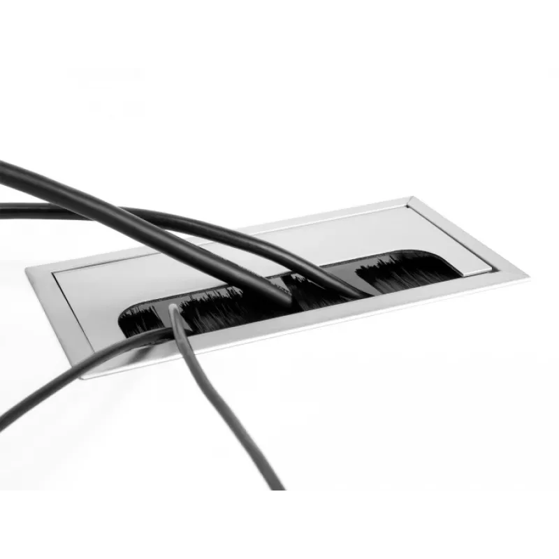 DeLOCK Cable grommet for table mounting with brush 80x80x28mm silver