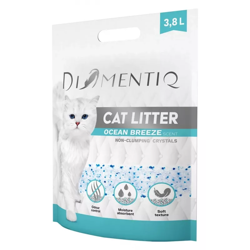 Clumping Cat Litter DIAMENTIQ Diamentiq Ocean Breeze 3.8 l — Silicone granules, 1.5 kg, antibacterial, non-dusting