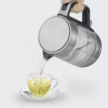 Electric kettle Severin 1.7 L 2200 W Black Stainless steel Transparent